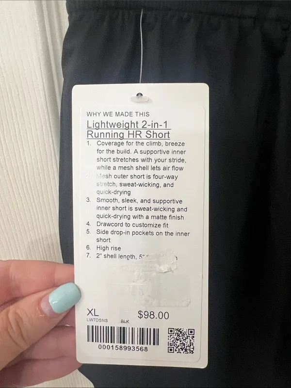 Lululemon Lightweight 2 in 1 Running HR Short. 2” shell 5” biker w/pockets - Image 10