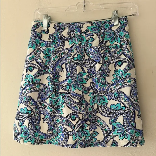 Above Par Blue‎ Multicolor Geometric Paisley Golf Skirt With Built In Shorts - Image 2