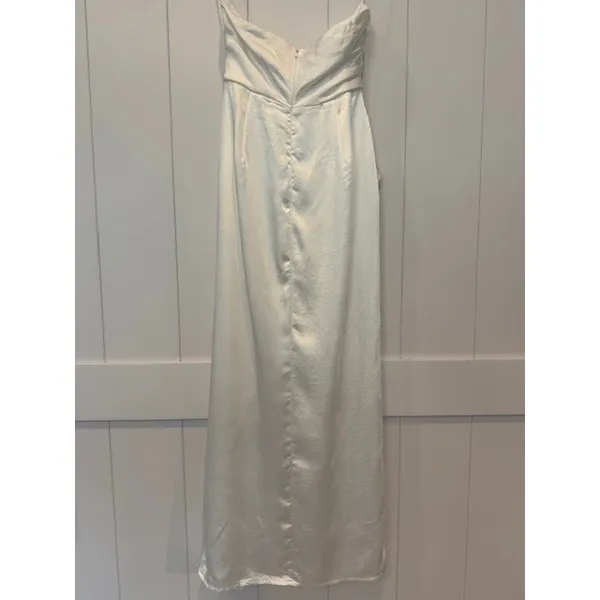Selfie Leslie White Strapless Maxi‎ Dress Tie Front Formal Cocktail Party - Image 6