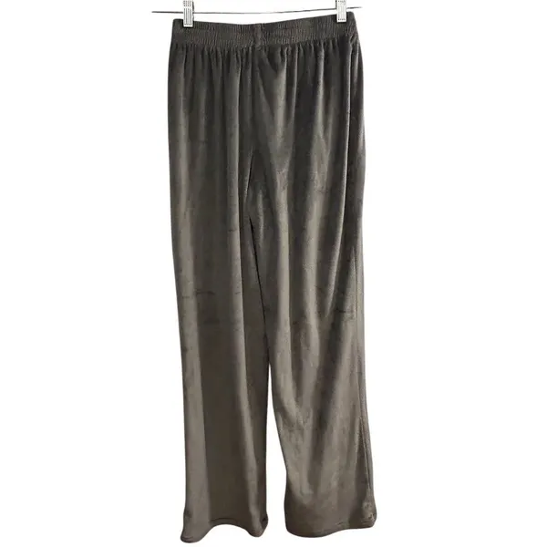 Skims Women's Gray Velour Wide-Leg High Rise Pull-On Pants Size‎ S - Image 2