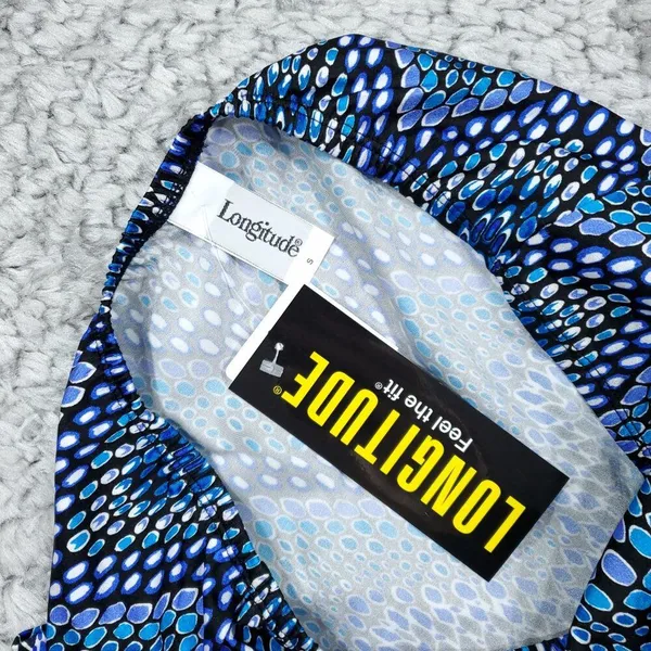 SKIRT ONLY Longitude Swim Coverup Skirt Blue Geometric Dot Size Small Beachwear - Image 3