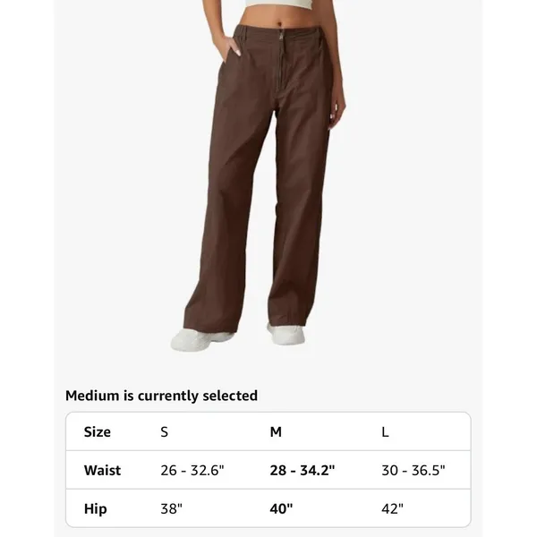 Brown Cotton Wide Leg High Rise Palazzo Pants Relaxed Fit Trousers Womens Medium - Image 5