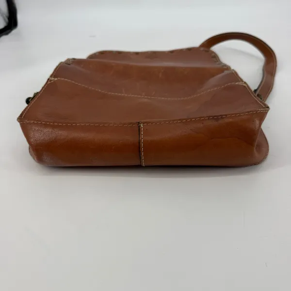 Patricia Nash Brown Italian Leather Studded Flap Crossbody Messenger‎ Bag - Image 5