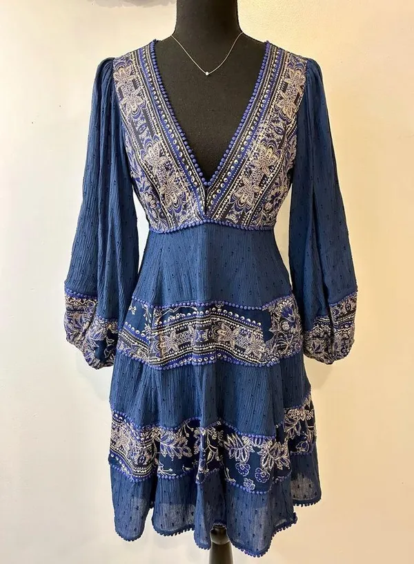 Free People My Love Mini Indigo Dress Size Small - Image 5