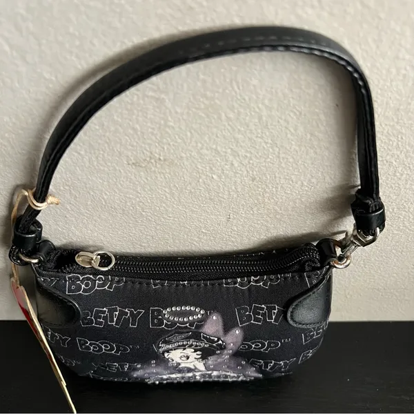 New Vintage 2006 Betty Boop Street Angel Black Handbag Purse Coquette Wristlet - Image 5