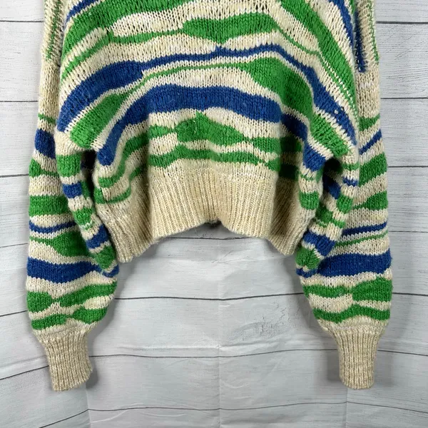 Aerie Womens size Small Intarsia Chunky Knit Wool Blend Oversized Sweater - Image 6
