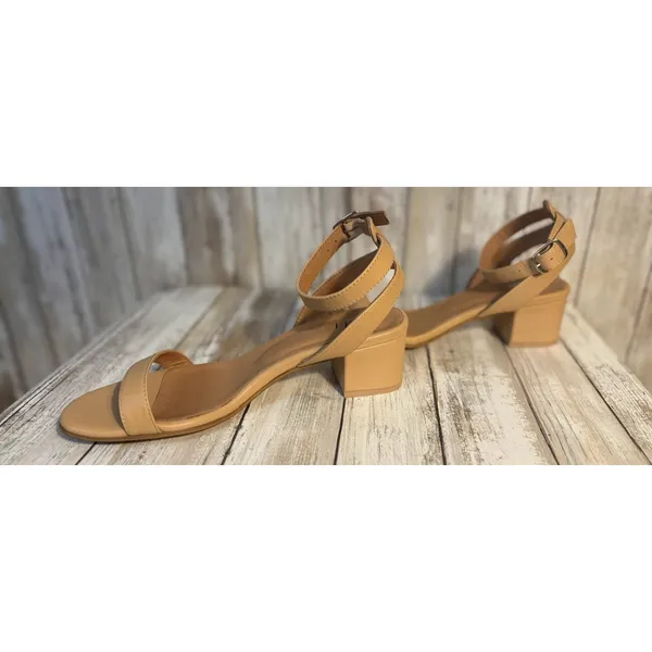 J. Jill‎ Ariane Taupe Leather Open Toe Block Heel Sandals Size 8 - Image 5