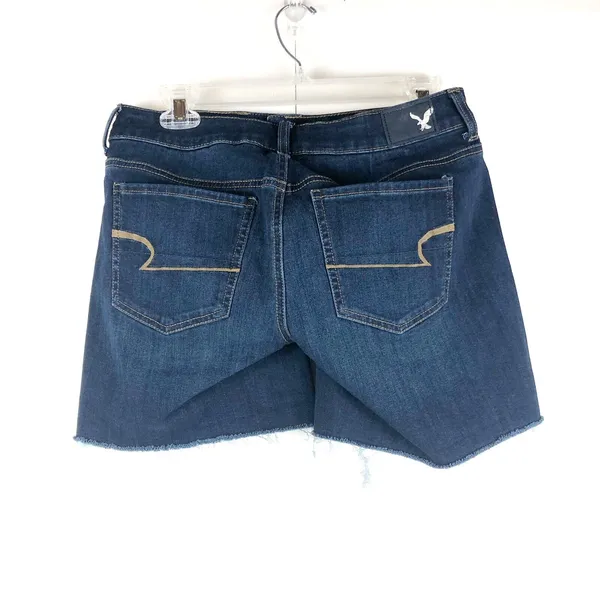 American Eagle Medium Wash Denim Shorts Raw Hem Mid Rise Jean Shorts 6 - Image 7