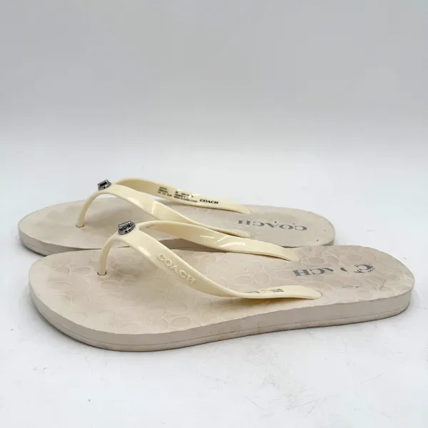 Coach Women's White Abbigail Flip Flop Thong Sandals Size 9 - Image 5