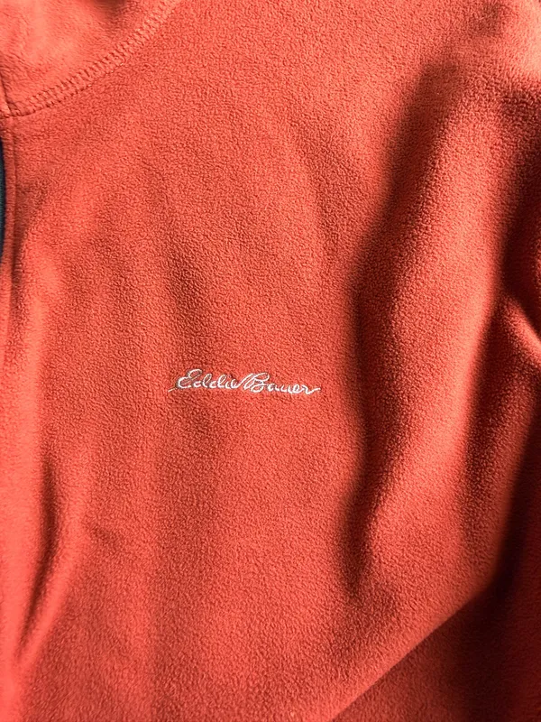 Eddie Bauer Men's Quarter Zip Fleece Pullover, Burnt Orange - Image 3