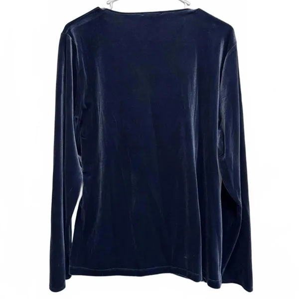 J.Crew Mercantile Blue Velvet Wrap Long Sleeve Blouse Plus Size XXL - Image 3