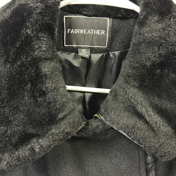 Wool Vintage Fairweather pea coat faux fur trim Says 14 Fits Like Womens Medium - Image 8