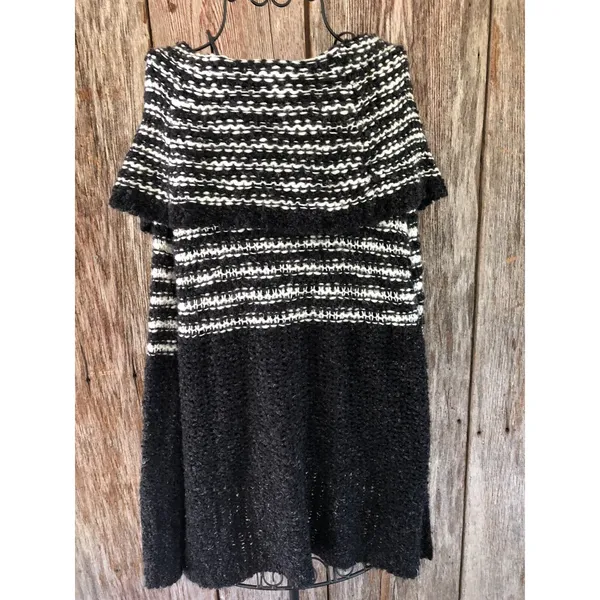 Free People Women Chunky Knit Sweater‎ Off the Shoulders Striped Black White S - Image 5