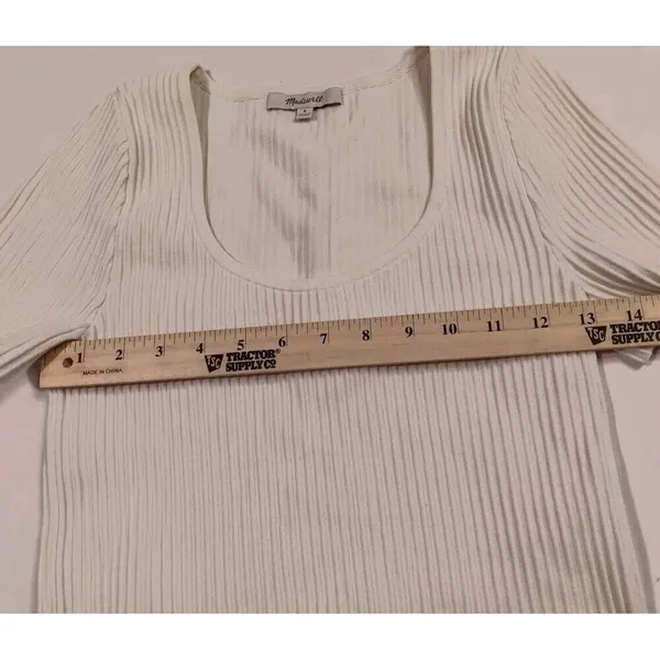 Madewell Striped Embroidered Crop Top Cream Color Small‎ Classic Streetwear... - Image 4