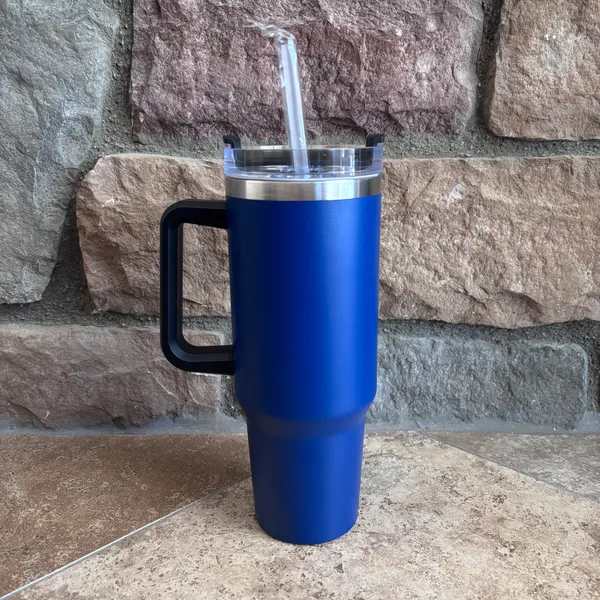 NEW Los Angeles Dodgers Blue 40 oz Tumbler with Handle and Straw - Image 2