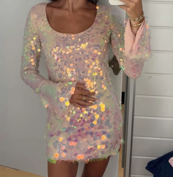 Love Shack Fancy Mini Dress pink sparkle NEW NEVER WORN - Image 4