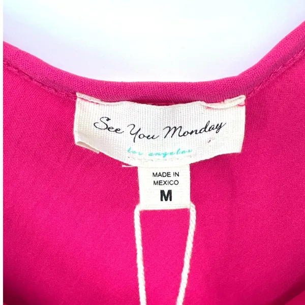See You Monday Y2K‎ Hot Pink Cowl Neck Fit Flare Mini Dress MED Festival Barbie - Image 5