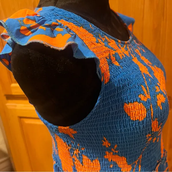 Anthropologie Abel The Label Charlie Floral Tiered Maxi Dress Blue Orange Small‎ - Image 12