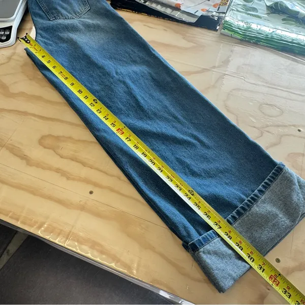 CIDER Women’s Baggy Jeans Straight Wide Leg High Waisted Fold Hem Denim Pants Sm - Image 11