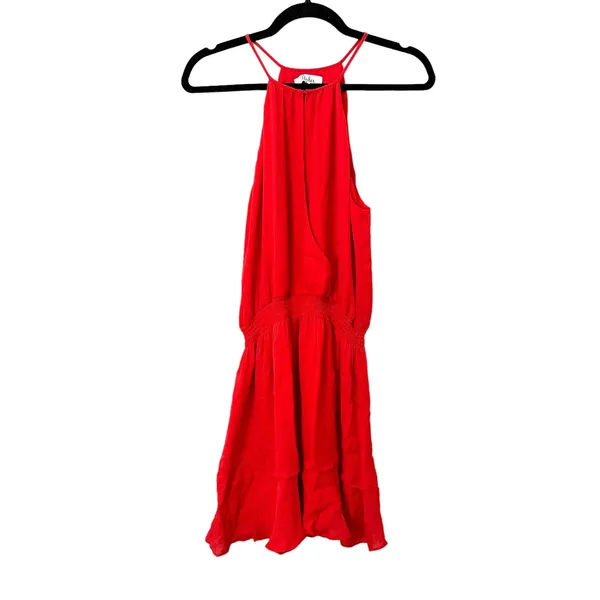 PARKER‎ Williame Silk Halter Mini Dress Red Sz Medium - Image 2