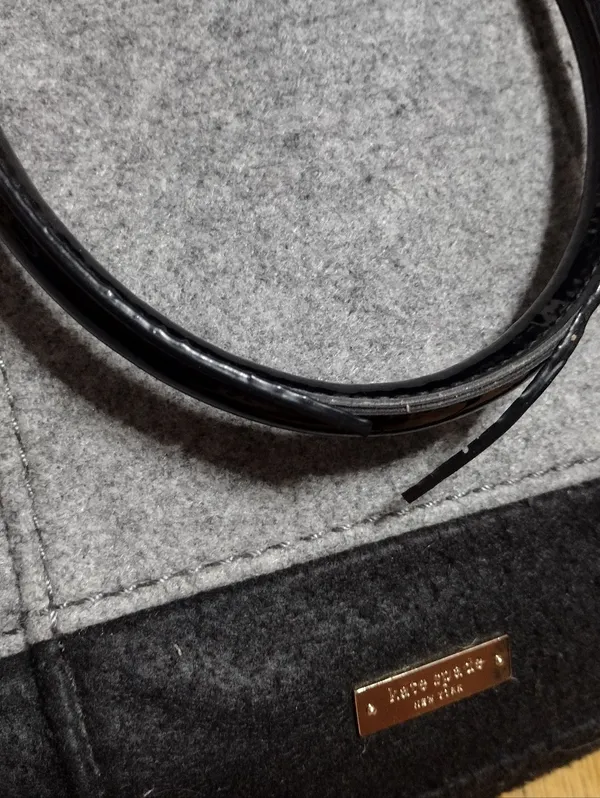 kate spade Gray and Black Quinn Felt Tote with Gold Button Accents - Image 3