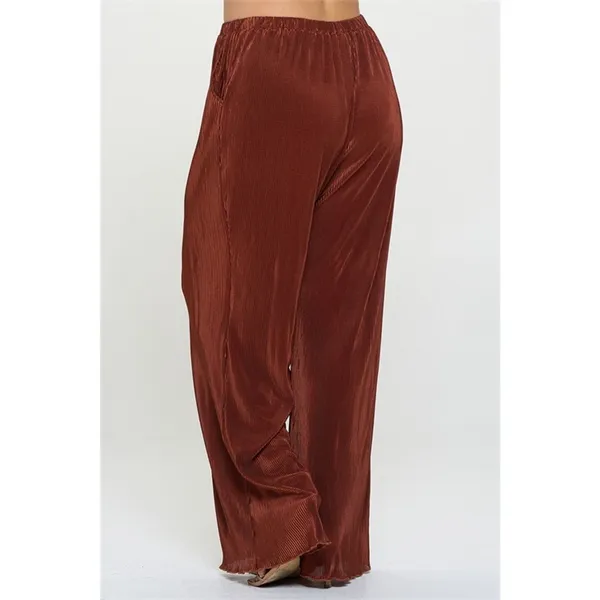 Gilli Cinnamon Satin Plisse Lettuce Hem Blouse & Flare Pant Set 2X NWT - Image 5