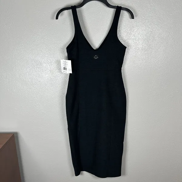 NEW Beyond Yoga Spacedye Inspire Midi Dress Womens Sz XS Charcoal Gray Shelf Bra - Image 5