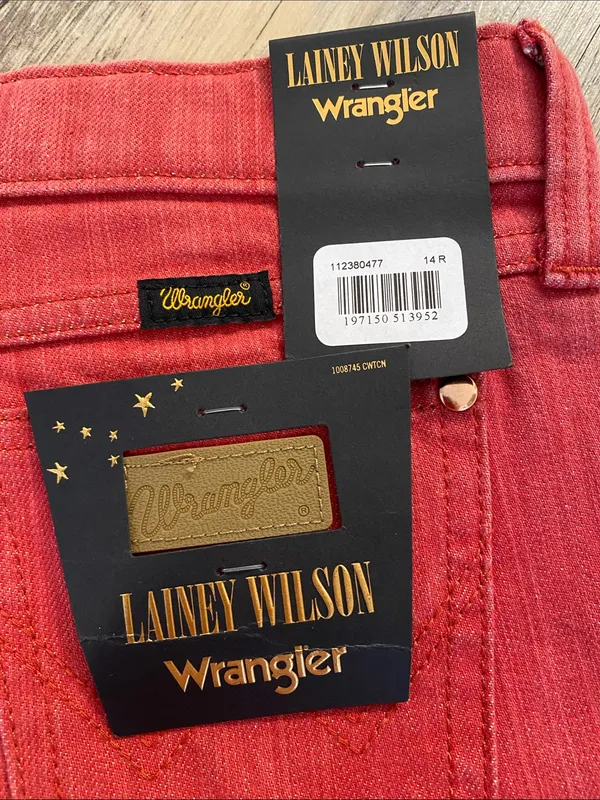 NWT Wrangler x Lainey Wilson Bootcut Flare Western Cowgirl Jeans Red W27 x L31 - Image 10