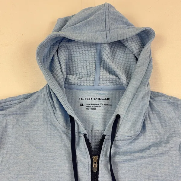 Peter Millar Women's XL Blue Full Zip Waffle Performance Golf Hoodie Crown Sport - Image 3