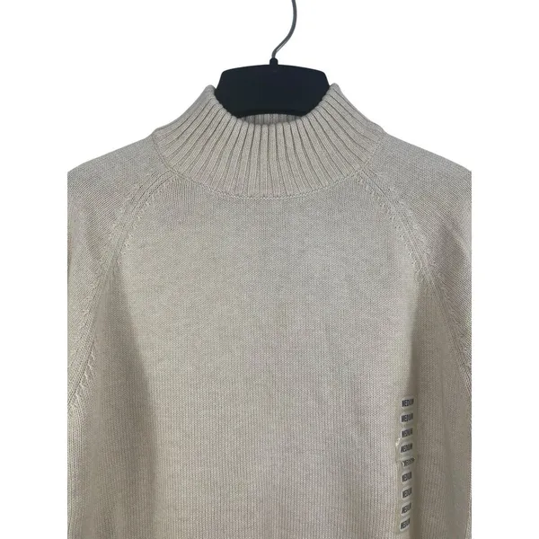 Jeanne Pierre Cream Light Beige Mock Neck Pullover Knit Sweater M NWT - Image 3