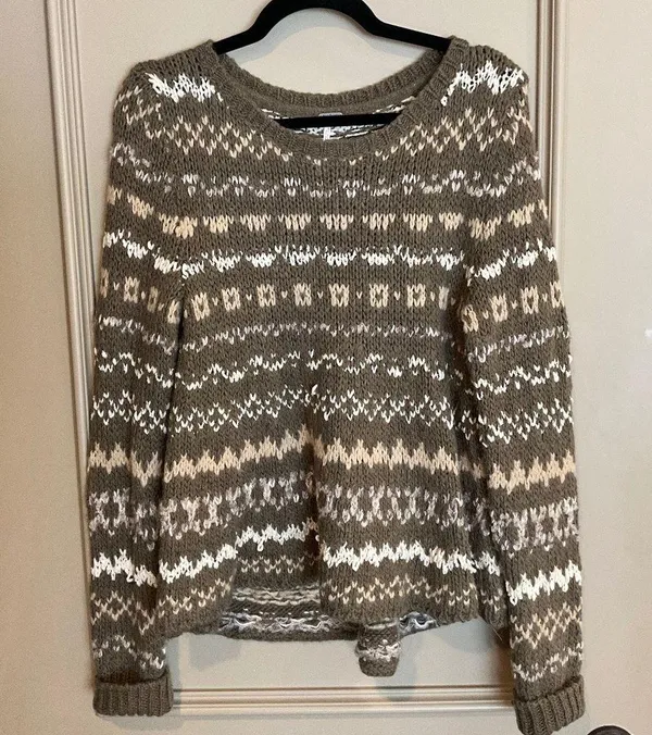 FREE PEOPLE Through the Storm Fair Isle Sweater Size S/P Small Medium Oversized - Image 9