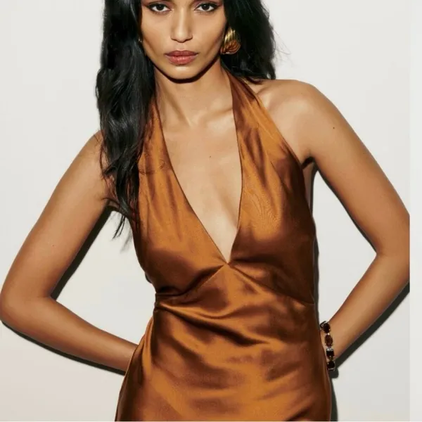 Reformation Daniela Silk Dress Copper size 0 silk C0 - Image 3