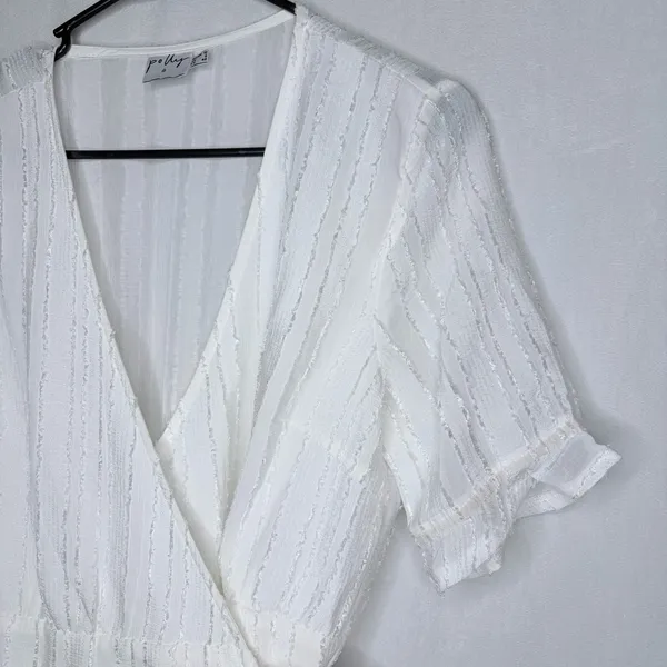 Oh Polly White V-Neckline Wrap Mini Dress - Image 6