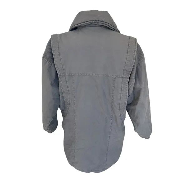Vintage 80s Quilted Puffer Coat Mixed Media Gray Blue size S Pan Asia Grunge - Image 5