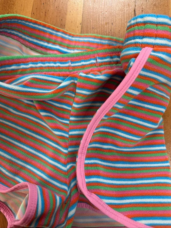 Dippin Daisy’s Girls Club Pink Multi Striped Terry Knit Drawstring Swim Shorts S - Image 5