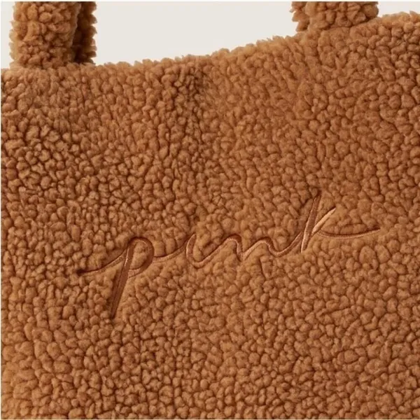 Victoria’s Secret PINK Cozy Plush Teddy Bear Warm Tan Brown Tote Bag - Image 9