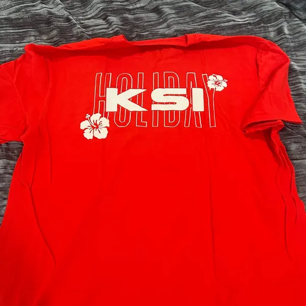 K Holiday Red T-Shirt with Floral Print - Image 2