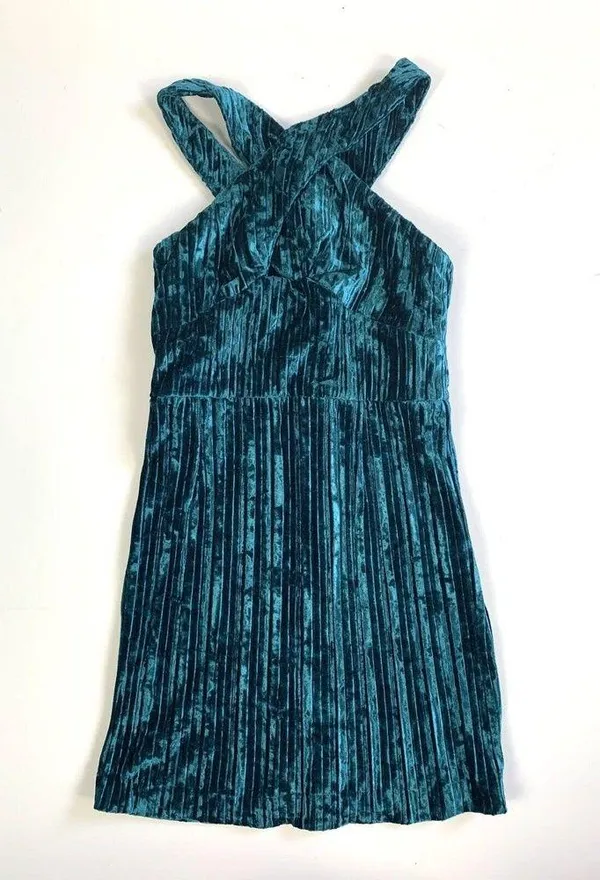 Revolve NBD XXS Abriel Mini Dress Velvet Teal NEW - Image 3