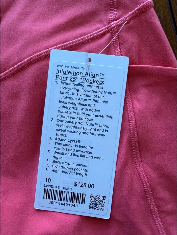 Lululemon Align With Pockets High Rise 25” Pale Raspberry Size 10 NWT - Image 4