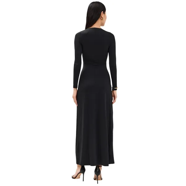 NWT Bardot Women's Remy Embellished Plunge Neck Maxi Knit Dress 59475DB Black 10 - Image 3