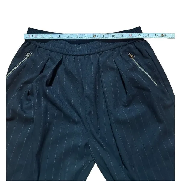 Free People dark gray pinstripe trouser pull on pants zip‎ pockets XS - Image 4