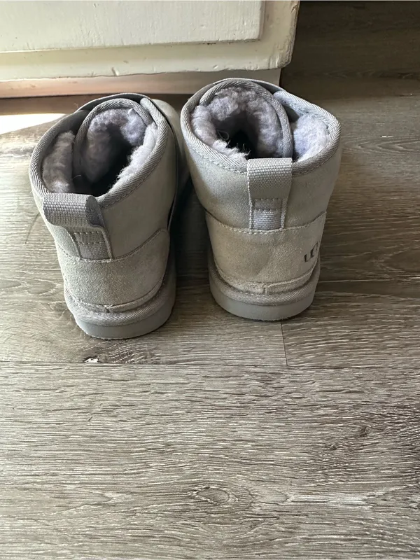 UGG Light Gray Suede Strap Winter Boots - Image 6