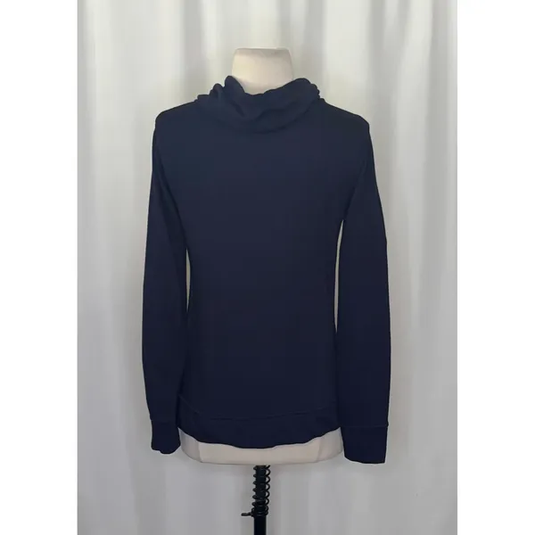 LILLY PULITZER Hillary Pullover True Navy Cowl Neck Sweatshirt Pocket Small - Image 8