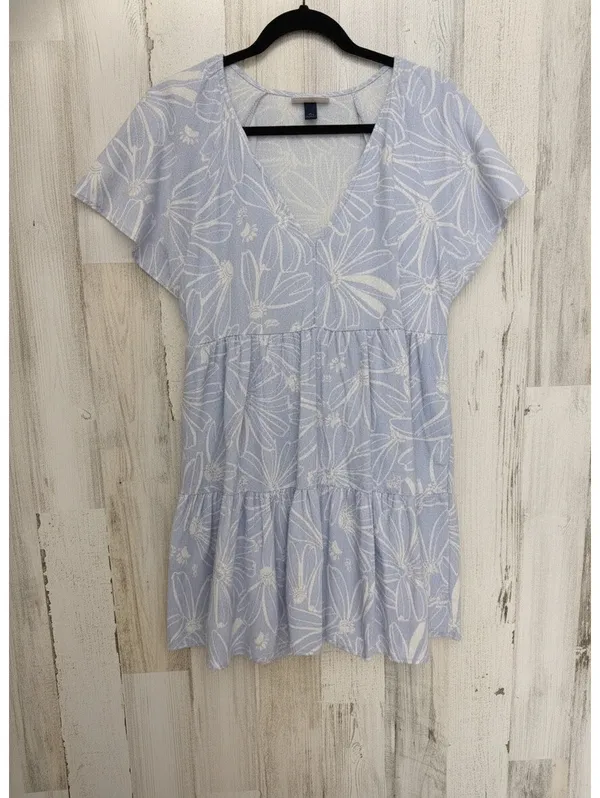 Universal Thread Womens XS Blue Floral Linen Blend Tiered Mini Dress Cottagecore - Image 2
