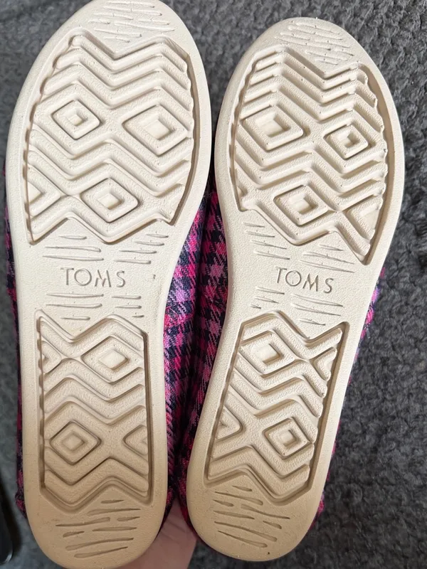 Toms Pink and Black Plaid Slip-On Flats - Image 4