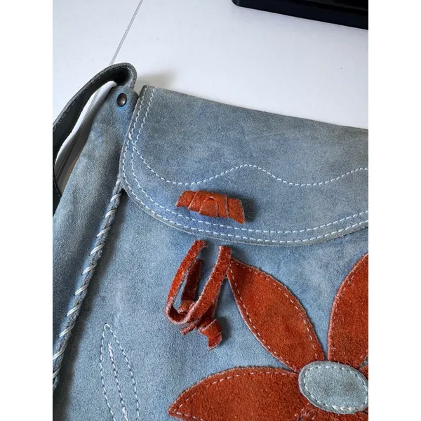 Y2K Vintage Suede Crossbody‎ Bag Women Floral Patchwork Boho Indie Cottagecore - Image 2