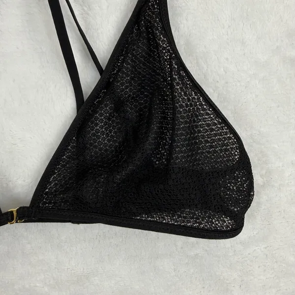 Victoria's Secret Black Sheer Mesh‎ Strappy Bralette Front Clasp 364109 Small - Image 3