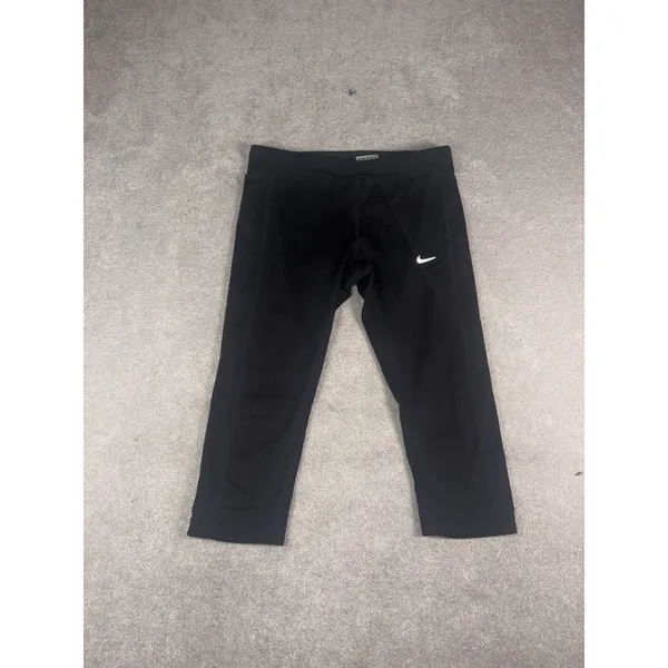 nike womens cropped drawstring leggings capri medium black - Image 4