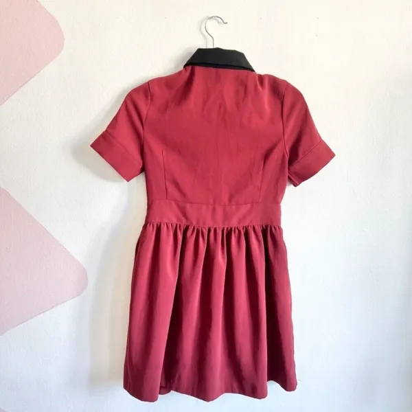 Burgundy Peter Pan Collar Dress, Dark Academia, Mod,‎ Coquette, Small, Soft Goth - Image 3