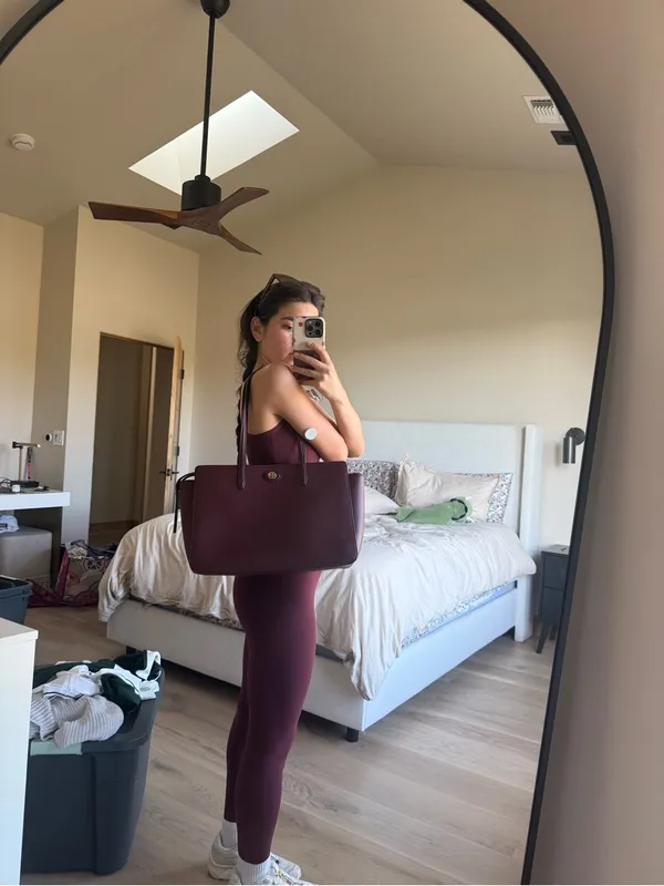 Tory Burch Burgundy Leather Tote - Image 3